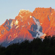 South-west face of Paine Grande (Cumbre Central and Punta Bariloche) at sunset